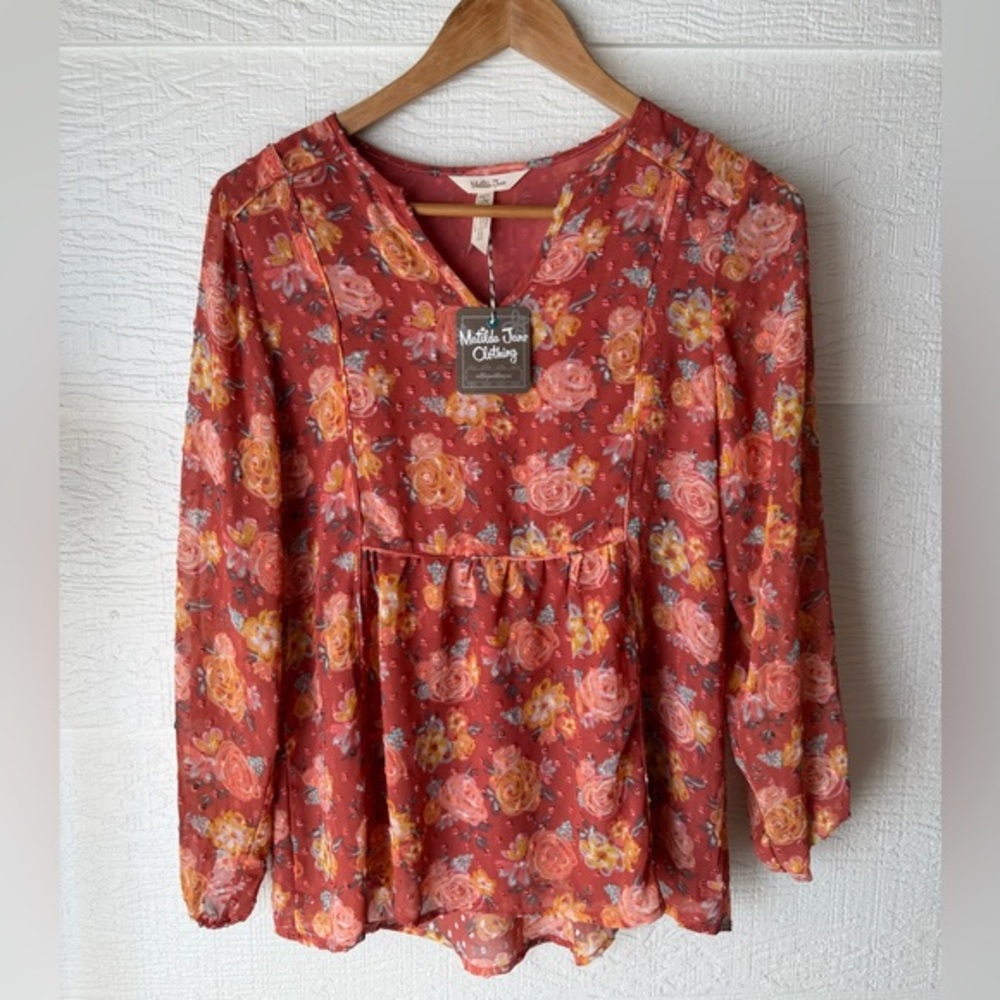 Matilda Jane Botanical Beauty Floral Peplum Top S NWT